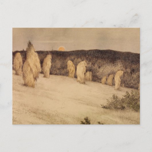 月明かりの中の穀物の茎 ポストカード (正面)