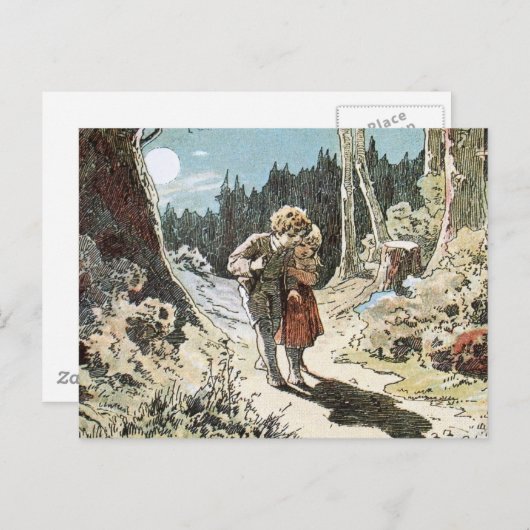 月明かりの中の道でハンゼルとグレテル ポストカード (正面/裏面)