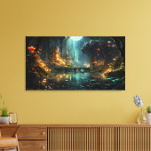 月明かりの中の隠れた森林都市 キャンバスプリント (インサイチュ (リビング))