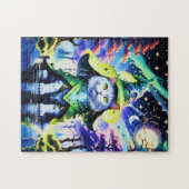 月明かりの中の魔法使い猫 ジグソーパズル (横)