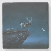 月明かりの中の鹿 ストーンコースター (正面)