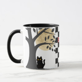 月明かりの中の黒猫 マグカップ