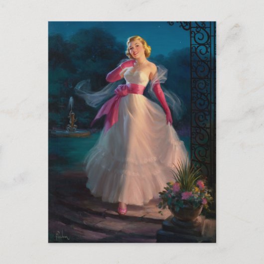 月明かりの中を散歩する ポストカード (正面)