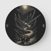 月明かりの中を運転する ラウンド壁時計 (正面)