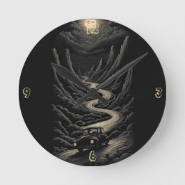 月明かりの中を運転する ラウンド壁時計