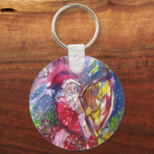 月明かりの中遊でサンタの竪琴 キーホルダー (正面)