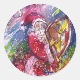 月明かりの中遊でサンタの竪琴 ラウンドシール
