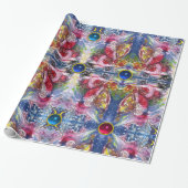 月明かりの中遊でサンタクロースのハープ抽象芸術 ラッピングペーパー (アンロールド)