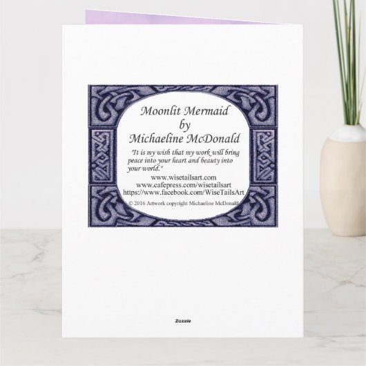 月明かりの人魚の大きなグリーティングカード カード (裏面)