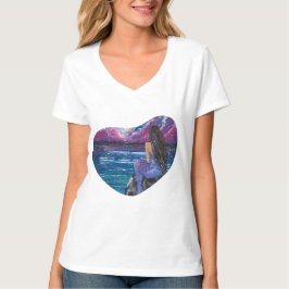 月明かりの人魚の手作りアート作品  Tシャツ