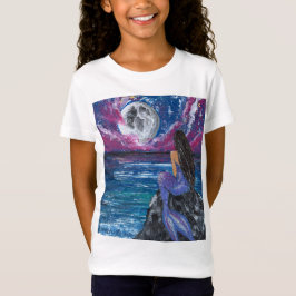 月明かりの人魚の手作りアート作品  Tシャツ
