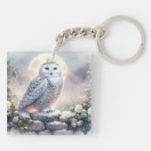 月明かりの冬の庭でスノーフクロウ キーホルダー (裏面)
