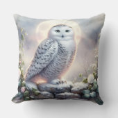 月明かりの冬の庭でスノーフクロウ クッション (正面)