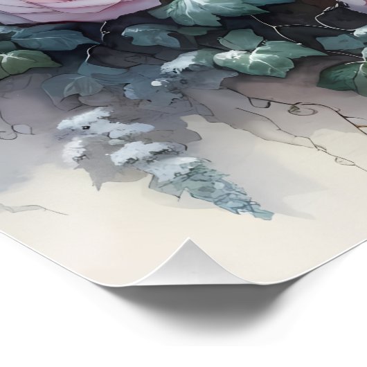 月明かりの冬の庭でスノーフクロウ ポスター (コーナー)