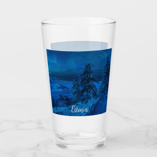 月明かりの冬の海の海岸 タンブラーグラス (正面)