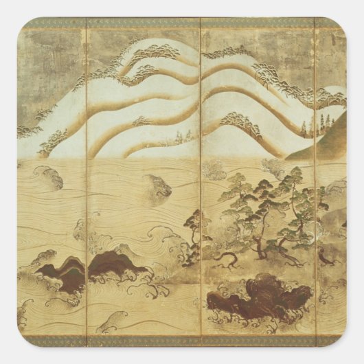 月明かりの冬の風景 スクエアシール (正面)