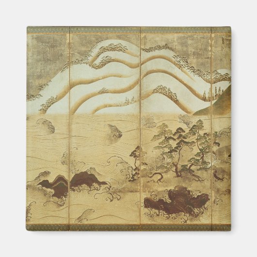 月明かりの冬の風景 マグネット (正面)