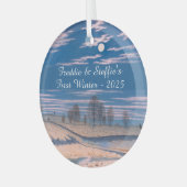 月明かりの冬の風物詩|ファラー ガラスオーナメント (正面左)