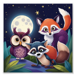 月明かりの動物 フォトプリント