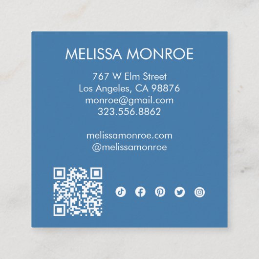 月明かりの可愛い魅力的ムーンソーシャルメディアQRコード スクエア名刺 (裏面)