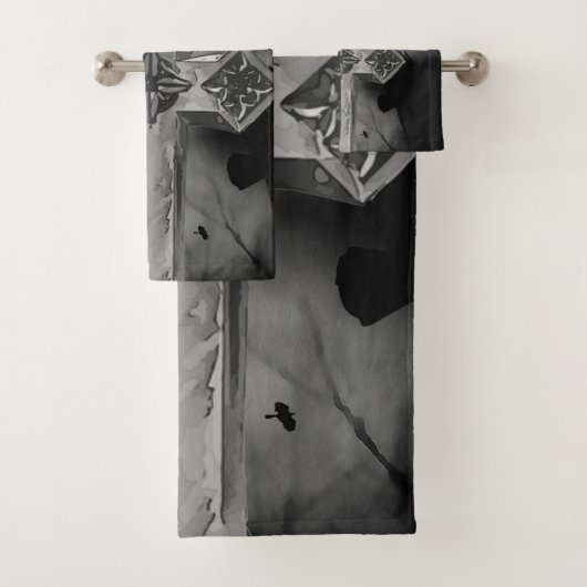 月明かりの墓場ゴシッククロスとカラス バスタオルセット (インサイチュ)