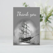 月明かりの夜に帆船を船で送ってくれてありがとう サンキューカード (スタンド正面)