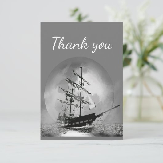 月明かりの夜に帆船を船で送ってくれてありがとう サンキューカード (スタンド正面)