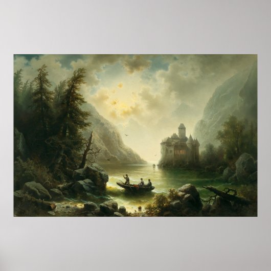 月明かりの夜の交差点 – アルバートリーガー ポスター (正面)