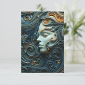 月明かりの女性3Dアート サンキューカード (スタンド正面)