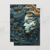 月明かりの女性3Dアート サンキューカード (正面/裏面)