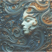 月明かりの女性3Dアート シール (正面)