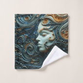 月明かりの女性3Dアート バスタオルセット (ウォッシュタオル)