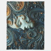 月明かりの女性3Dアート フリースブランケット (正面)