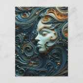 月明かりの女性3Dアート ポストカード (正面)
