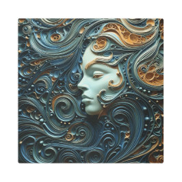 月明かりの女性3Dアート メタルプリント