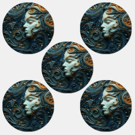 月明かりの女性3Dアート ラベル