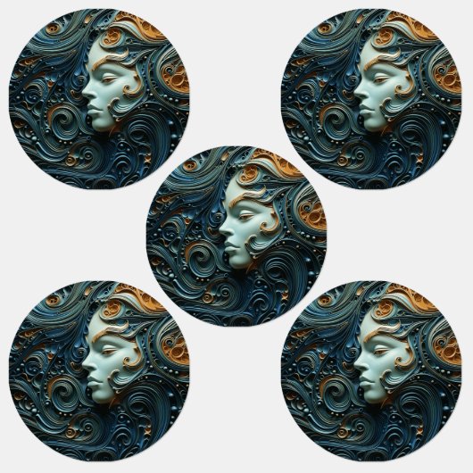 月明かりの女性3Dアート ラベル (グループ)