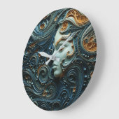 月明かりの女性3Dアート ラージ壁時計 (傾斜)