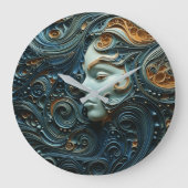 月明かりの女性3Dアート ラージ壁時計 (正面)