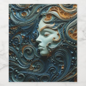 月明かりの女性3Dアート ワインラベル (シングルラベル)