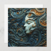 月明かりの女性3Dアート 招待状 (正面/裏面)