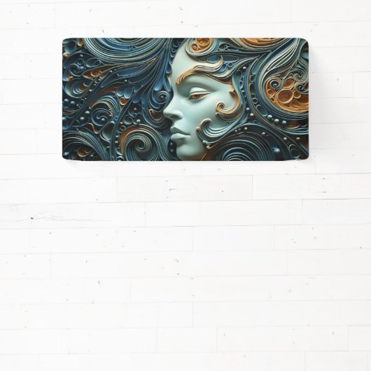 月明かりの女性3Dアート 横断幕 (インサイチュ)