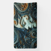 月明かりの女性3Dアート 横断幕 (縦)