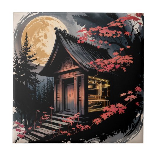 月明かりの小屋 日本の森の芸術 (10) タイル (正面)