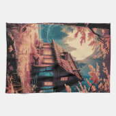 月明かりの小屋 日本の森の芸術 (2) キッチンタオル (横)