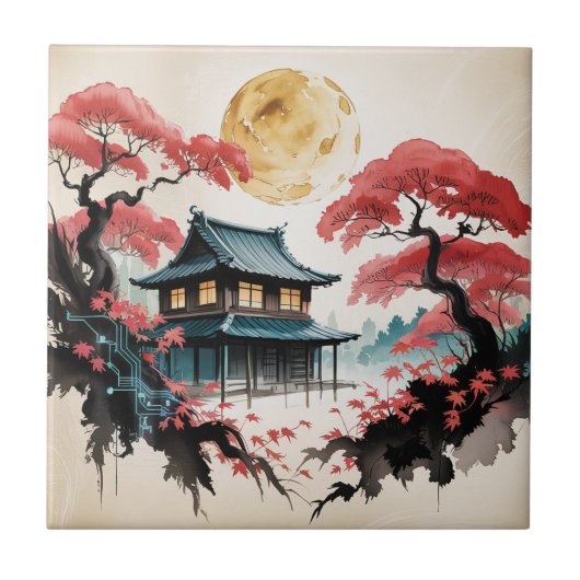 月明かりの小屋 日本の森の芸術 (5) タイル (正面)