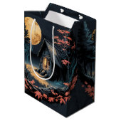 月明かりの小屋 日本の森の芸術 (6) ミディアムペーパーバッグ (裏面アングル)