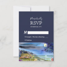 月明かりの小道 水彩 結婚式 返信 RSVP
