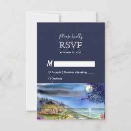 月明かりの小道 水彩 結婚式 返信 RSVP