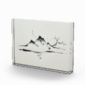 "月明かりの山々:墨絵の風景" フォトブロック (右)